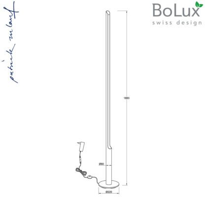 Detailansicht Fuss der Masse PIPE LED-Stehleuchten von BoLux swiss design by mondilux